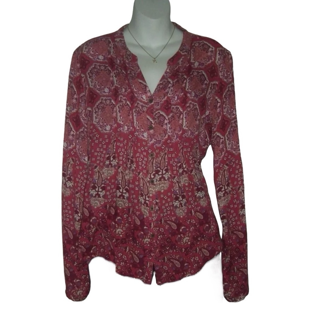 Prana Blouse Paisley Floral Boho Bohemian Fairy Cottagecore Whimsygoth Peasant M